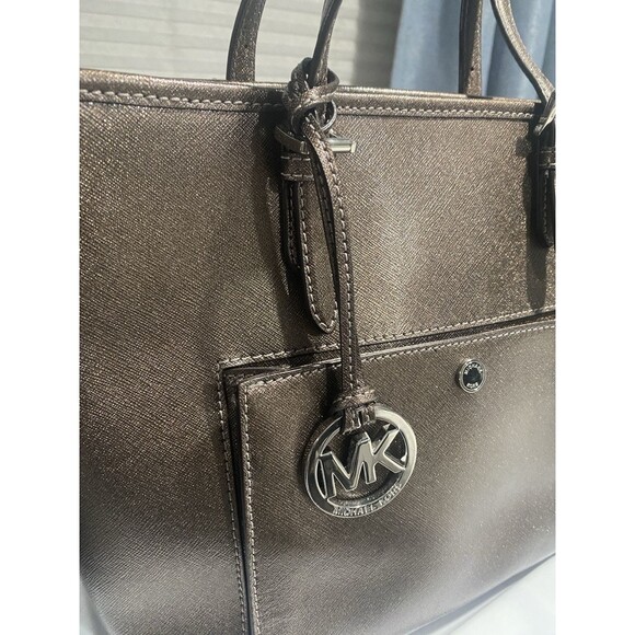 Michael Kors Jet Set Tote Medium Brown Leather Shoulder Bag - Picture 13 of 15